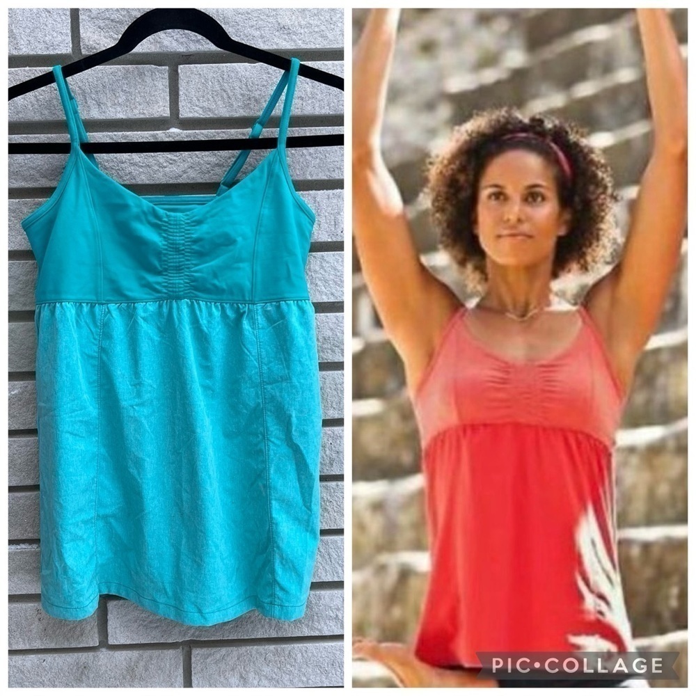 Athleta Bestie Tank Top Teal - Shelf Bra - Teal - Sz S